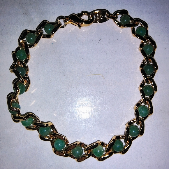 Women's green agate woven design bracelet - Picture 1 of 1